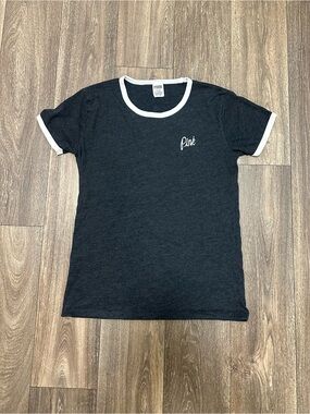 PINK Victoria's Secret Dark Gray and White Shirt